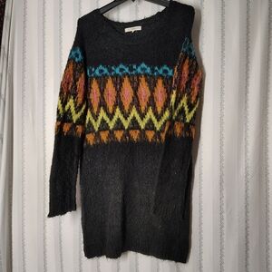 Colorful Patterned Women's Sweater Dress
